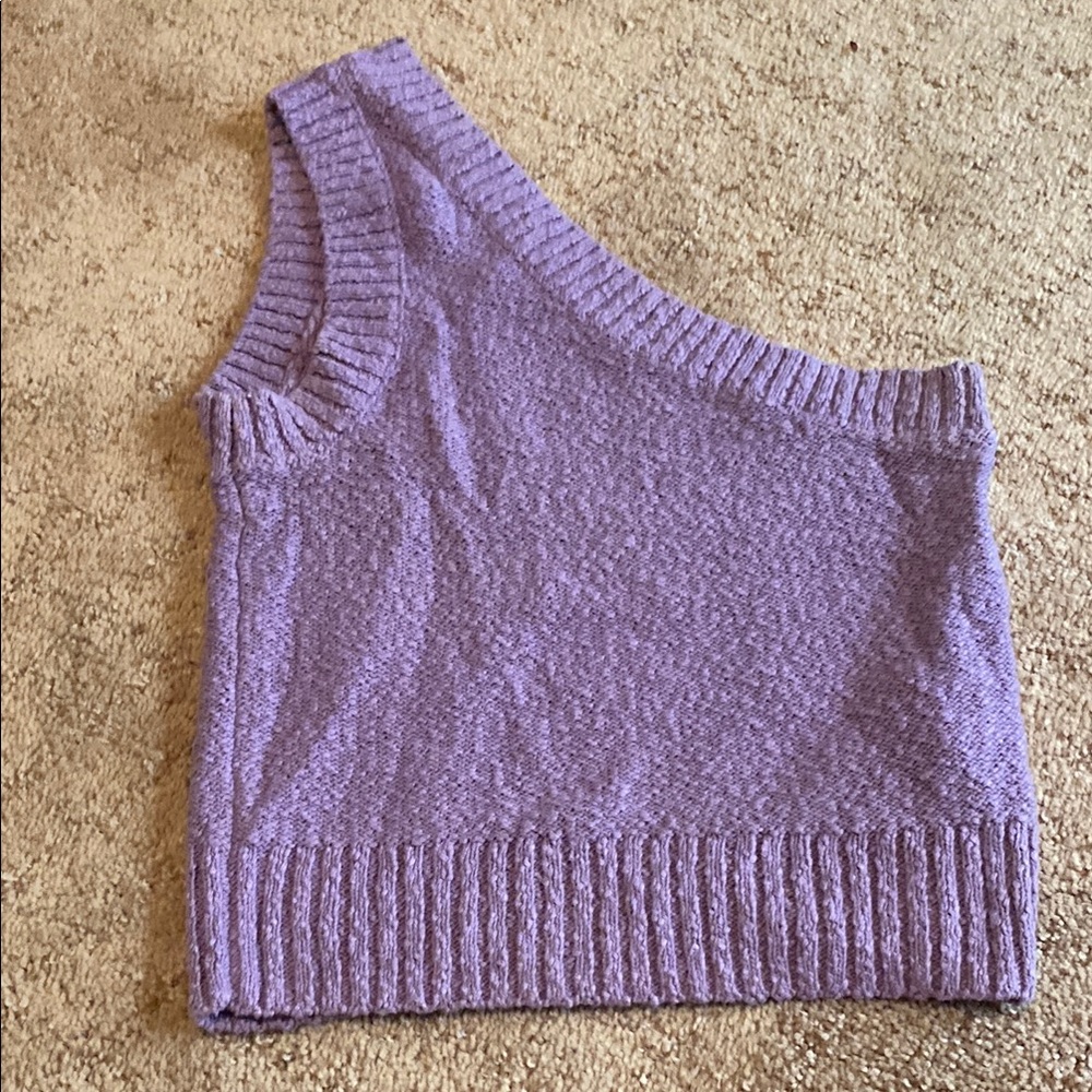 Madewell Purple Asymmetrical Sweater Tank Top